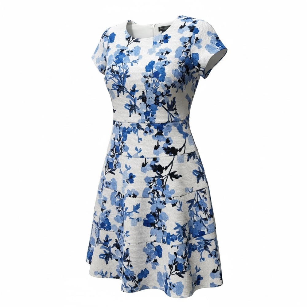 Jessica Howard Comfortable Blue and White Floral Midi Dress